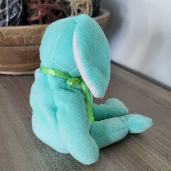 π° TY Beanie Baby β "Hippity" the Aqua Plush Bunny (1996) β Vintage Collectible - Picture 4 of 13